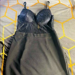 Black Mesh Corset Bodycon Dress